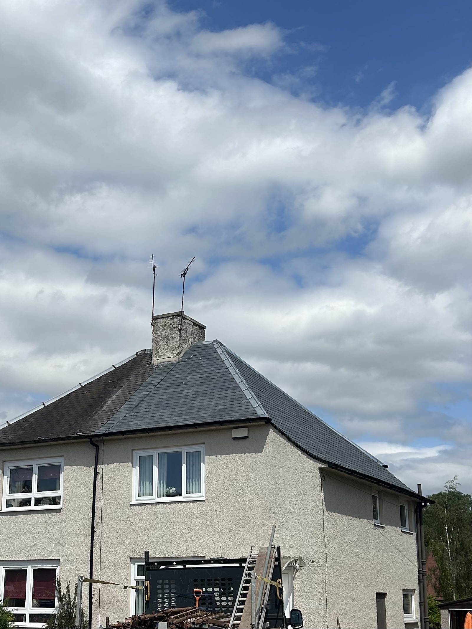 Slate roof after replacement